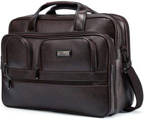 img 4 attached to 👜 CLUCI Men's Leather Briefcase - Large Capacity 15.6 inch Laptop Bag for Business Travel, Shoulder Bag