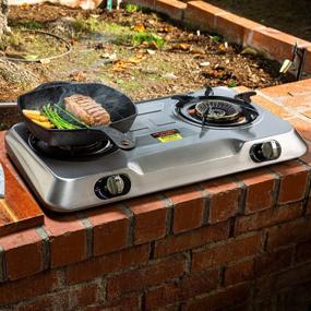 img 3 attached to 🔥 XtremepowerUS Deluxe Propane Gas Range Stove: 2 Burner Stainless Steel Cooktop, Auto Ignition for Camping, Double Burner High Pressure
