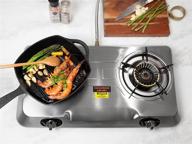🔥 xtremepowerus deluxe propane gas range stove: 2 burner stainless steel cooktop, auto ignition for camping, double burner high pressure logo