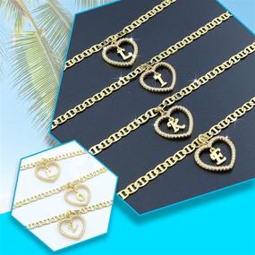 img 1 attached to Stunning 14K Real Gold Plated Initial Heart Anklet Bracelets - A-Z Alphabet Anklets for Women | Beach Jewelry & Christmas Gifts