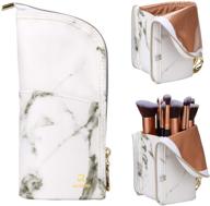 portable marble makeup brush holder: organize, protect, and travel with ease! logo