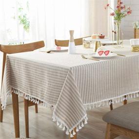 img 4 attached to Durable and Stylish AMZALI Tablecloth: Dust-Proof, Waterproof, and Perfect for Decoration