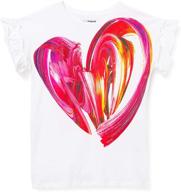 desigual girls' white short sleeve t shirt: stylish tops, tees & blouses for girls' clothing logo