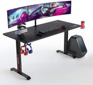 🎮 seven warrior gaming desk 60 inch: t-shaped carbon fiber surface computer desk with full desk mouse pad, double headphone hook, usb gaming rack, cup holder - ultimate e-sport style gamer desk logo