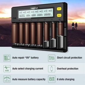 img 1 attached to 🔋 MiBOXER 8-Bay Smart Charger with Automatic LCD Display for 18650 Batteries