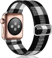 vcegari elastic band: stylish black/white plaid wristband for apple watch se, series 6/5/4 - compatible with 40mm & 38mm logo