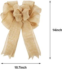 img 3 attached to Add Festive Charm with 2 Large Burlap Bow Handmade Christmas Decorations (Light Brown)