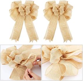 img 2 attached to Add Festive Charm with 2 Large Burlap Bow Handmade Christmas Decorations (Light Brown)