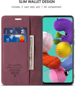 img 3 attached to 📱 Protective Samsung Galaxy A51 Wallet Case: Magnetic Stand Flip Cover in Wine Red