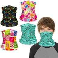 🧣 защита от уф-лучей, пыли шарфы для шеи для детей - 4 упаковки масок для мальчиков и девочек, многофункциональные шарфы, шапочки балаклавы для активного отдыха. логотип
