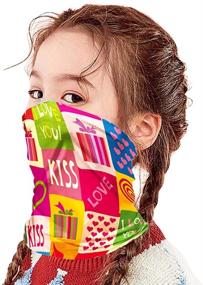 img 2 attached to 🧣 Защита от УФ-лучей, пыли Шарфы для шеи для детей - 4 упаковки масок для мальчиков и девочек, многофункциональные шарфы, шапочки балаклавы для активного отдыха.