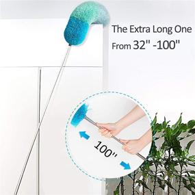 img 3 attached to BOOMJOY Microfiber Duster Set with Extension and Detachable Bendable Head in Green - 2 Packs (100" Large, 32" Small) with Scratch-Resistant Cover, Extendable Stainless Steel Pole, and Washable Fabric