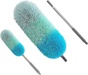 img 4 attached to BOOMJOY Microfiber Duster Set with Extension and Detachable Bendable Head in Green - 2 Packs (100" Large, 32" Small) with Scratch-Resistant Cover, Extendable Stainless Steel Pole, and Washable Fabric