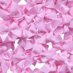 img 2 attached to 🎀 YAKA 80Pcs Mini Satin Ribbon Bows Flowers - Pink: DIY Craft Scrapbooking Appliques & Embellishments for Bow Decorations
