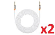 🎧 [2 pack] iflash extra long 3.5mm auxiliary audio cable (6ft) - gold plated, male to male - for ipod, iphone, ipad, android smartphone, tablet, mp3 player, home/car stereos & more (white) logo