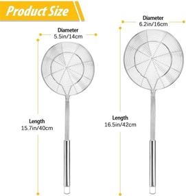 img 2 attached to 🕷️ 2-Pack Large Stainless Steel Spider Strainer Ladles for Frying and Boiling - Perfect for Noodles, Dumplings, Pasta