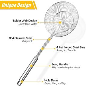 img 3 attached to 🕷️ 2-Pack Large Stainless Steel Spider Strainer Ladles for Frying and Boiling - Perfect for Noodles, Dumplings, Pasta