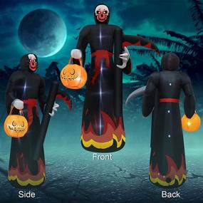 img 1 attached to 🎃 Angela & Alex 8 Ft Halloween Inflatable Decorations – Grim Reaper with Red LED Eyes, Ghost Heart, and Blow Up LED Lights for Garden Yard Lawn Outdoor Holiday Decoration – Includes Tethers and Stakes