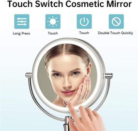 img 1 attached to 💄 Gospire 8'' Double Sided Lighted Makeup Mirror with 1X/10X Magnification, 54 LED Lights, 3 Color Lighting, and Adjustable Brightness - Touch Control Cosmetic Vanity Mirror with Rechargeable Battery