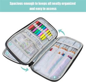 img 3 attached to ProCase Knitting Needles Case - Travel Organizer Storage Bag for Circular and Straight Knitting Needles up to 11 Inches, Crochet Hooks, and More (Accessories NOT Included), in Grey