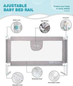img 3 attached to 🛏️ Baby Bed Rail 58" L - Infant Safety Guardrail for Beds Above 60" - Breathable Fabric Protector (60-1 Side)