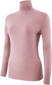 img 3 attached to Sleeve Turtleneck Stretch Shirt Medium Women's Clothing