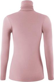 img 2 attached to Sleeve Turtleneck Stretch Shirt Medium Women's Clothing