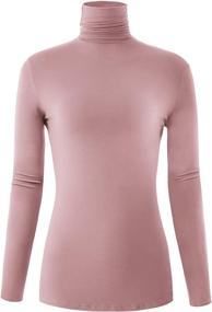 img 4 attached to Sleeve Turtleneck Stretch Shirt Medium Women's Clothing