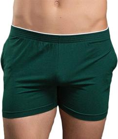 img 3 attached to Rexcyril Men's Cotton Gym Training Lounge Sleep Active Shorts for Running Workout Bottoms