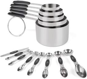 img 4 attached to X-Furpartoy Stainless Steel Measuring Cups and Magnetic Spoons Set - 5 Cups, 7 Spoons, 1 Leveler