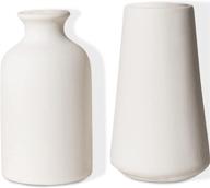 🏡 chaumiere set of 2- classic white ceramic vases | tall flower vases for living room decor | home decor for modern farmhouses | versatile shelf, table, bookshelf, mantle, pampas grass décor logo