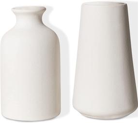 img 4 attached to 🏡 Chaumiere Set of 2- Classic White Ceramic Vases | Tall Flower Vases for Living Room Decor | Home Decor for Modern Farmhouses | Versatile Shelf, Table, Bookshelf, Mantle, Pampas Grass Décor