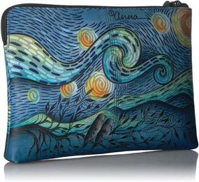 img 3 attached to Anna by Anuschka Women's Genuine Leather Small Classic Clutch/Wristlet: Exquisite Hand Painted Artwork