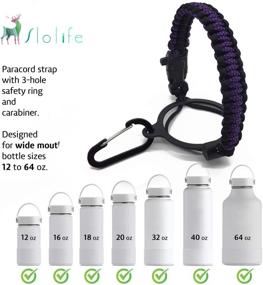 img 3 attached to 🚰 Hydro Flask Water Bottle Paracord Handle - Multicolor, Safety Ring Carabiner Strap Cord for Wide Mouth Bottles, 12-64oz - slolife Handle