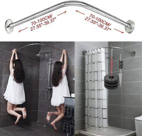 img 3 attached to 🛁 SIKAIQI Stretchable 304 Stainless L Shaped Bathroom Bathtub Corner Shower Curtain Rod Rack (27"-39"x27"-39"), Drill Free Install – Perfect for Bathroom, Clothing Store, and Private Space