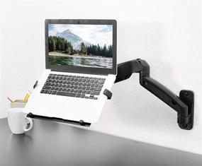 img 3 attached to 🖥️ VIVO Full Motion Articulating Laptop Wall Mount, Height Adjustable Extended Arm Notebook Tray, Fits 10 to 15.6 inch Screens, Black, MOUNT-V001GL