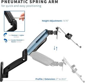 img 2 attached to 🖥️ VIVO Full Motion Articulating Laptop Wall Mount, Height Adjustable Extended Arm Notebook Tray, Fits 10 to 15.6 inch Screens, Black, MOUNT-V001GL