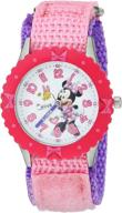 🎀 disney girls minnie mouse stainless steel quartz watch with nylon strap, pink, size 16 (model: wds000161) logo