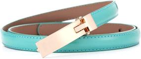 img 3 attached to 👗 KaLeido Women's Solid Color Skinny Waist Belt with Plaque Buckle