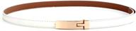 👗 kaleido women's solid color skinny waist belt with plaque buckle logo