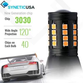 img 1 attached to 🔶 Светодиодные лампы поворотного сигнала Syneticusa 3157 Canbus Ready - без ошибок, желтый/амбер, все в одном решении с встроенными резисторами.