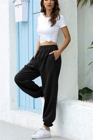 img 2 attached to 👖 RU Sweet Women's Active High-Waisted Sporty Gym Fit Jogger Sweatpants - Baggy Lounge Pants with Pockets