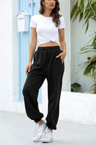 img 1 attached to 👖 RU Sweet Women's Active High-Waisted Sporty Gym Fit Jogger Sweatpants - Baggy Lounge Pants with Pockets