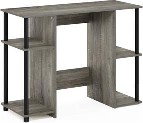 img 4 attached to 💻 FURINNO Jaya Computer Study Desk - French Oak Grey/Black: Enhance Your Workspace with Style