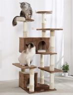 🐱 hyabi 56-inch cat tree tower with sisal scratching post - brown kitten game house activity center logo