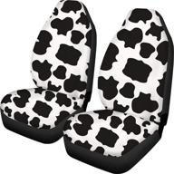 🐄 stylish 2 piece neoprene front seat covers with cow lover design - non slip, universal size vehicle protector - hugs idea logo