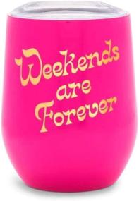 img 4 attached to 🍷 Shop the Stylish ban.do Pink Stainless Steel Stemless Wine Glass Tumbler with Lid - Travel Cup, 12 oz, Double Walled Insulated - Ideal for Forever Weekend Getaways!