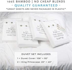 img 2 attached to Experience Supreme Comfort with Wooflinen 100% Bamboo 3pc Duvet Cover Set - Matte White King Duvet Set