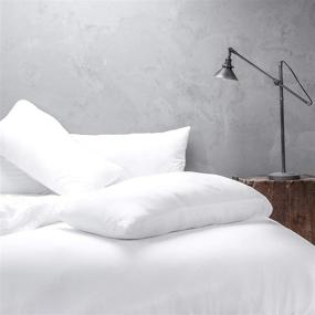img 4 attached to Experience Supreme Comfort with Wooflinen 100% Bamboo 3pc Duvet Cover Set - Matte White King Duvet Set