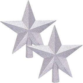 img 4 attached to 🎄 Enhance Your Christmas Tree with Aneco 2 Pack Glittered Christmas Tree Topper Star Treetop - Perfect for Small Tree Decoration or Home Decor, Made of Durable Hard Plastic